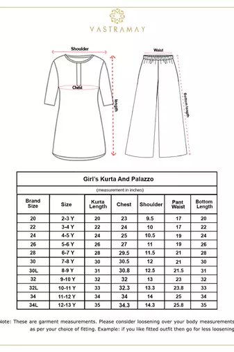  girls' navy blue and rust kurta palazzo set
