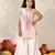  girls' pink and white kurta, sharara and dupatta set