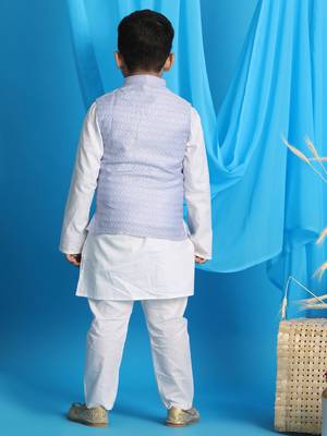 blue and white jacket, kurta and pyjama set 3