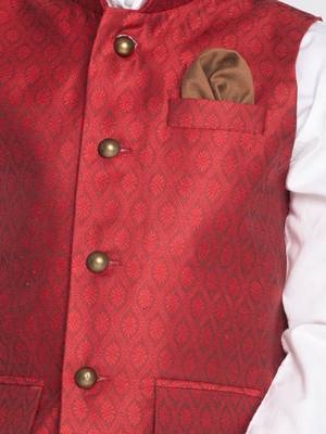 maroon and white jacket, kurta and pyjama set 4