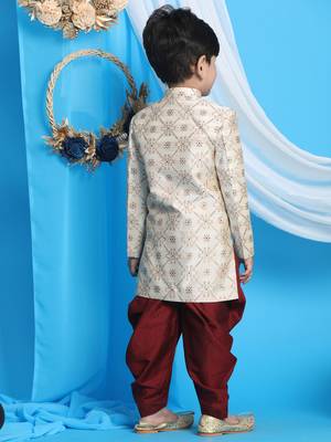 beige and maroon sherwani set 3