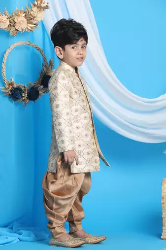 beige and brown sherwani set