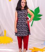  girls' black and red dhoti set