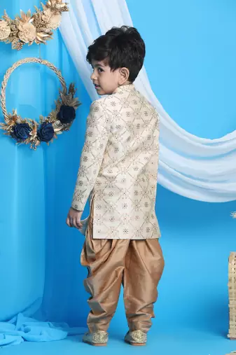 beige and brown sherwani set