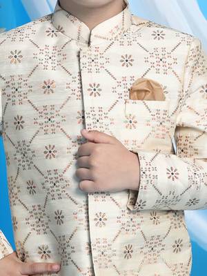 beige and brown sherwani set 4
