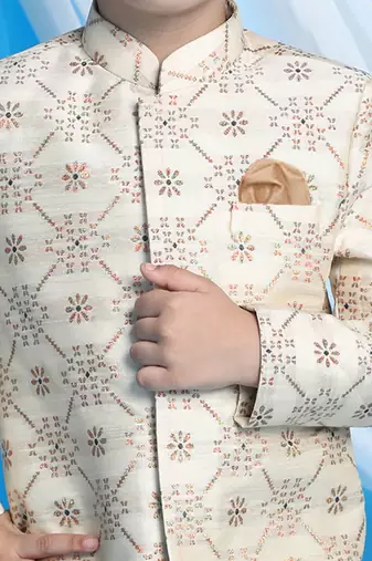 beige and brown sherwani set
