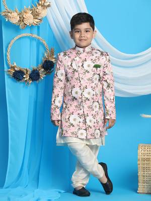 cream and pink indowestern set 1