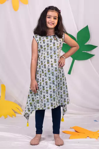  girls' blue kurta leggings set