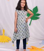  girls' blue kurta leggings set