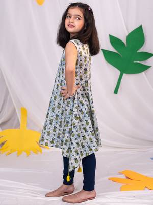  girls' blue kurta leggings set 2
