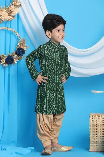 green and rose gold kurta patiala set