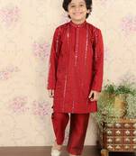 maroon kurta pyjama set