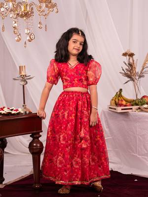  girls' pink lehenga set 1