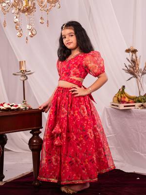  girls' pink lehenga set 2