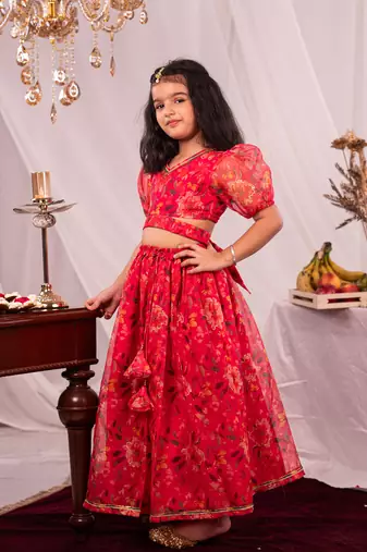  girls' pink lehenga set