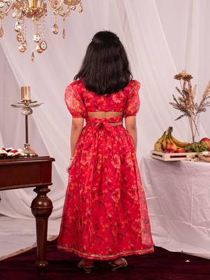  girls' pink lehenga set 3