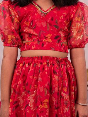 girls' pink lehenga set 4