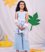  girls' aqua kurta sharara set