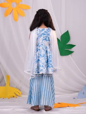  girls' aqua kurta sharara set 3