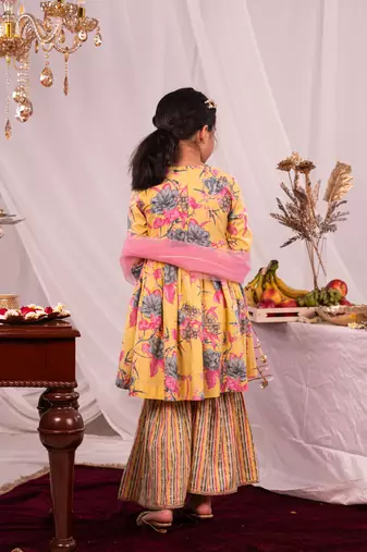  girls' yellow kurta and sharara set