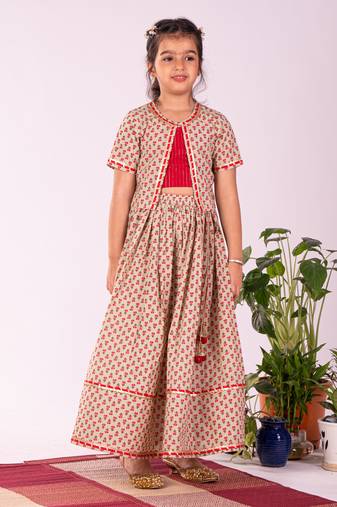  girls' Multicolor and red lehenga set