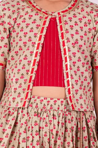  girls' Multicolor and red lehenga set
