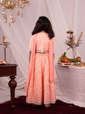  girls' pink lehenga set 3