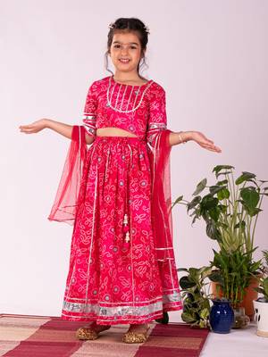  girls' pink lehenga set 1