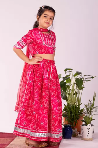  girls' pink lehenga set