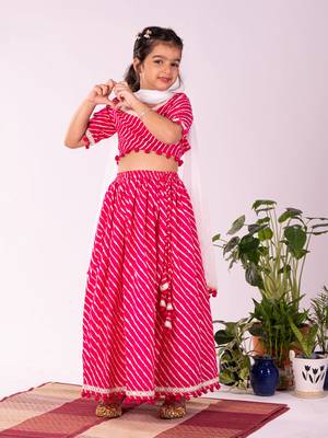  girls' pink lehenga set 1