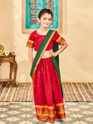  girls' maroon and green lehenga set 2