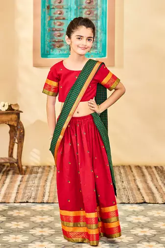 girls' maroon and green lehenga set