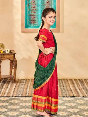  girls' maroon and green lehenga set 3
