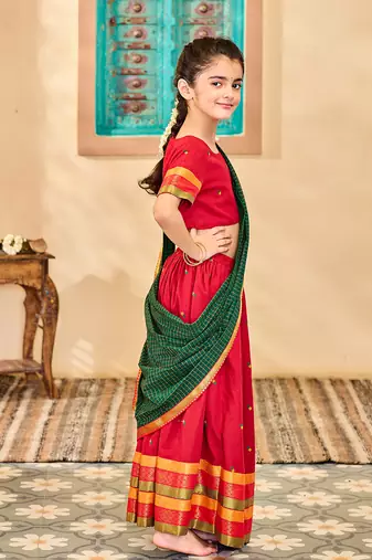  girls' maroon and green lehenga set
