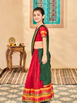  girls' maroon and green lehenga set 4