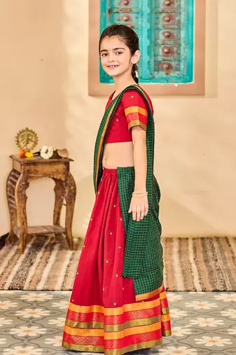  girls' maroon and green lehenga set