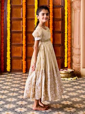  girls' gold anarkali set. 3
