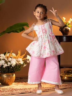  girls' multicolour kurta palazzo set 1