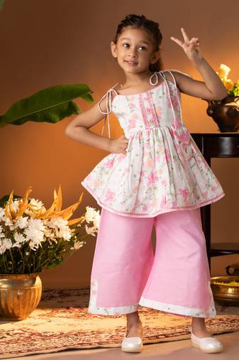  girls' multicolour kurta palazzo set