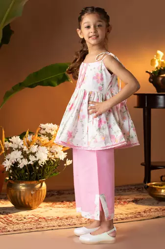  girls' multicolour kurta palazzo set