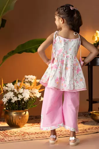  girls' multicolour kurta palazzo set