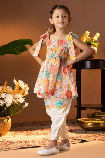  girls' multicolour kurta and patiala