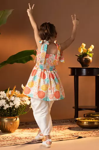  girls' multicolour kurta and patiala