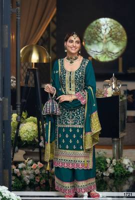 DARK GREEN Party Wear Embroidered work  SUIT SET  4