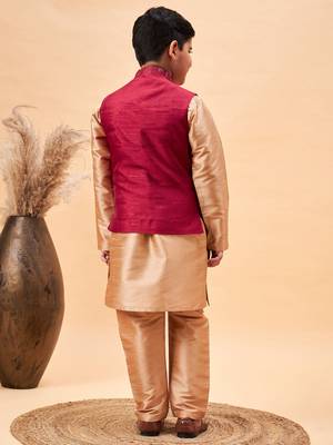 maroon nehru jacket,and rose gold kurta and pyjama set 3