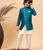 turquoise and cream indowestern set