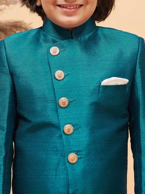 turquoise and cream indowestern set 4