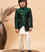  boys' green and cream indowestern set
