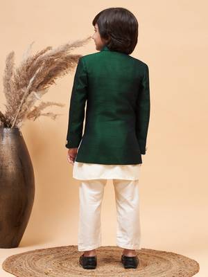  boys' green and cream indowestern set 3