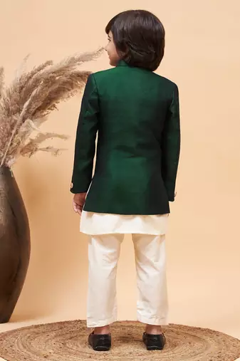  boys' green and cream indowestern set